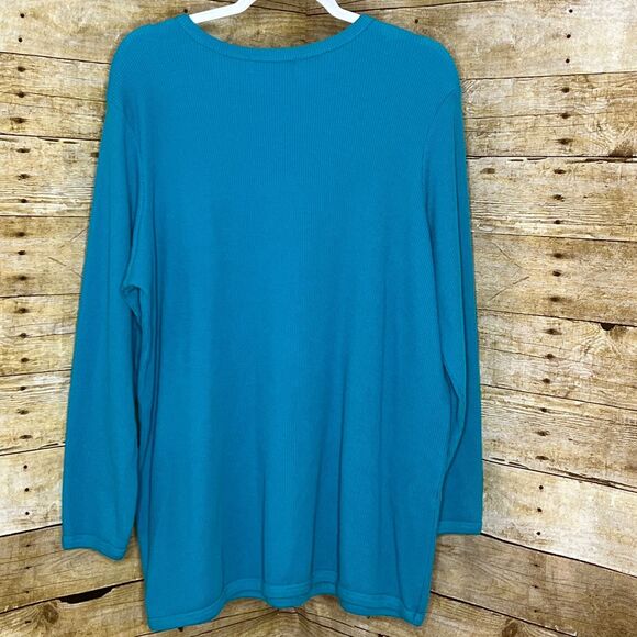 ALL AMERICAN COMFORT CASUAL ROUND NECK WAFFLE KNIT SOLID COLOR SHIRT SIZE 1X - Picture 2 of 3